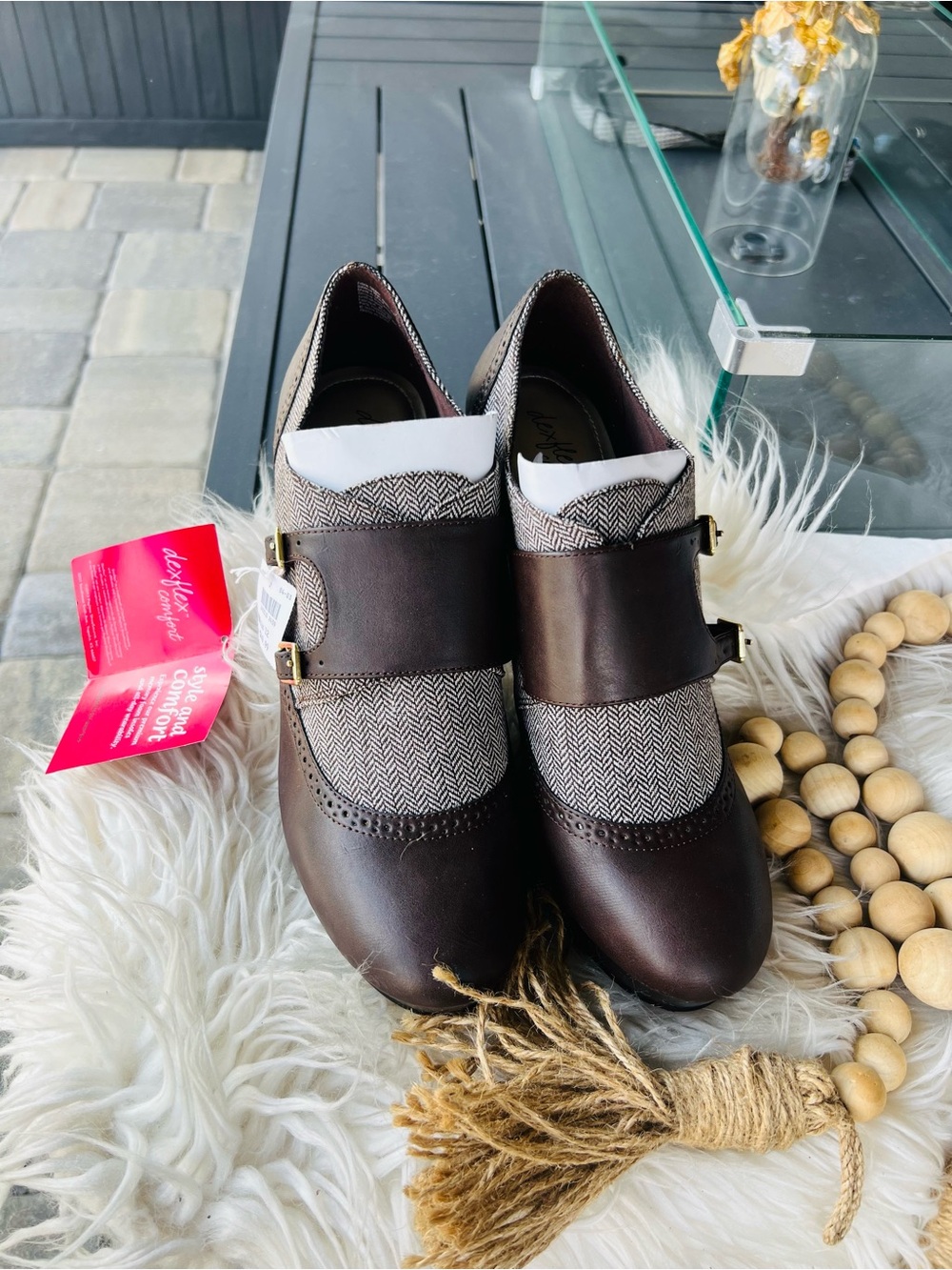 dexflex comfort Brown Herringbone Leather Heels - Picture 2 of 6
